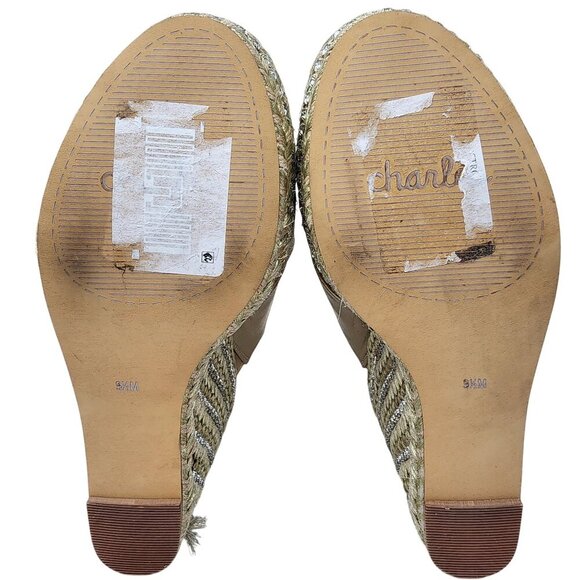 Gold Charles By Charles David Cate Rhinestone Wedge Sandal 9.5M - Picture 3 of 11